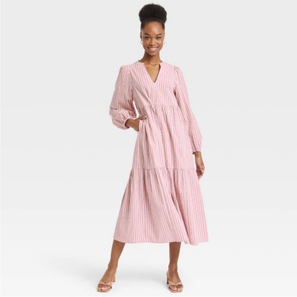 a new day Pink Striped Long Sleeve Dress